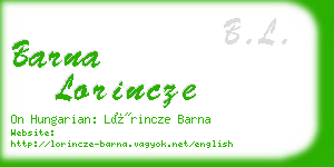 barna lorincze business card